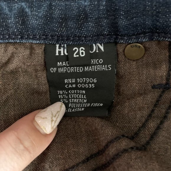 Hudson Shorts Womens 26 Blue Denim Dark Wash Raw Hem Cut Offs Fallon - Picture 7 of 8